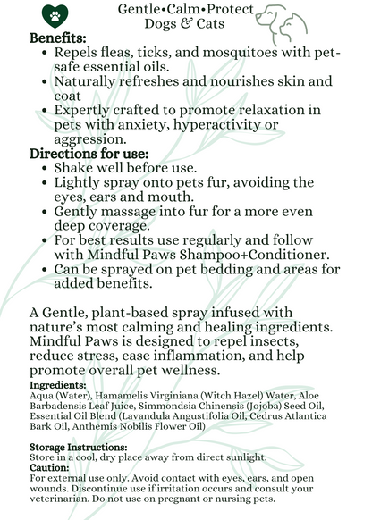 4oz Mindful Paws Protection Spray - 4Mindful Organic LLC 
